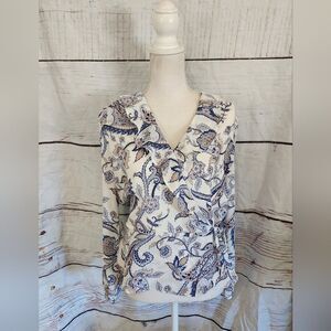 White House Black Market Paisley Peplum Blouse Size 6 NWT